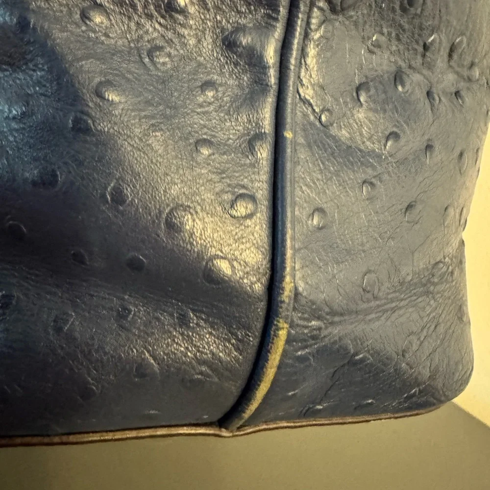 Kate Spade Navy Ostrich Harmony Valencia Road Embossed Large Travel Tote Bag